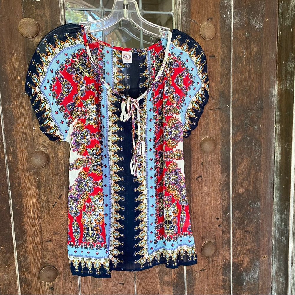 Bila | Paisley Short Sleeve Top Embroidered